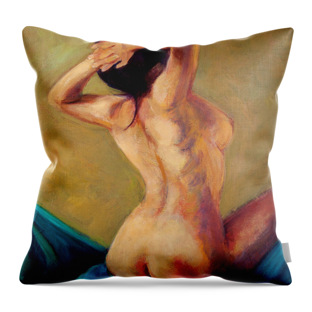 Nude Throw Pillow featuring the painting Seated Nude by Jason Reinhardt