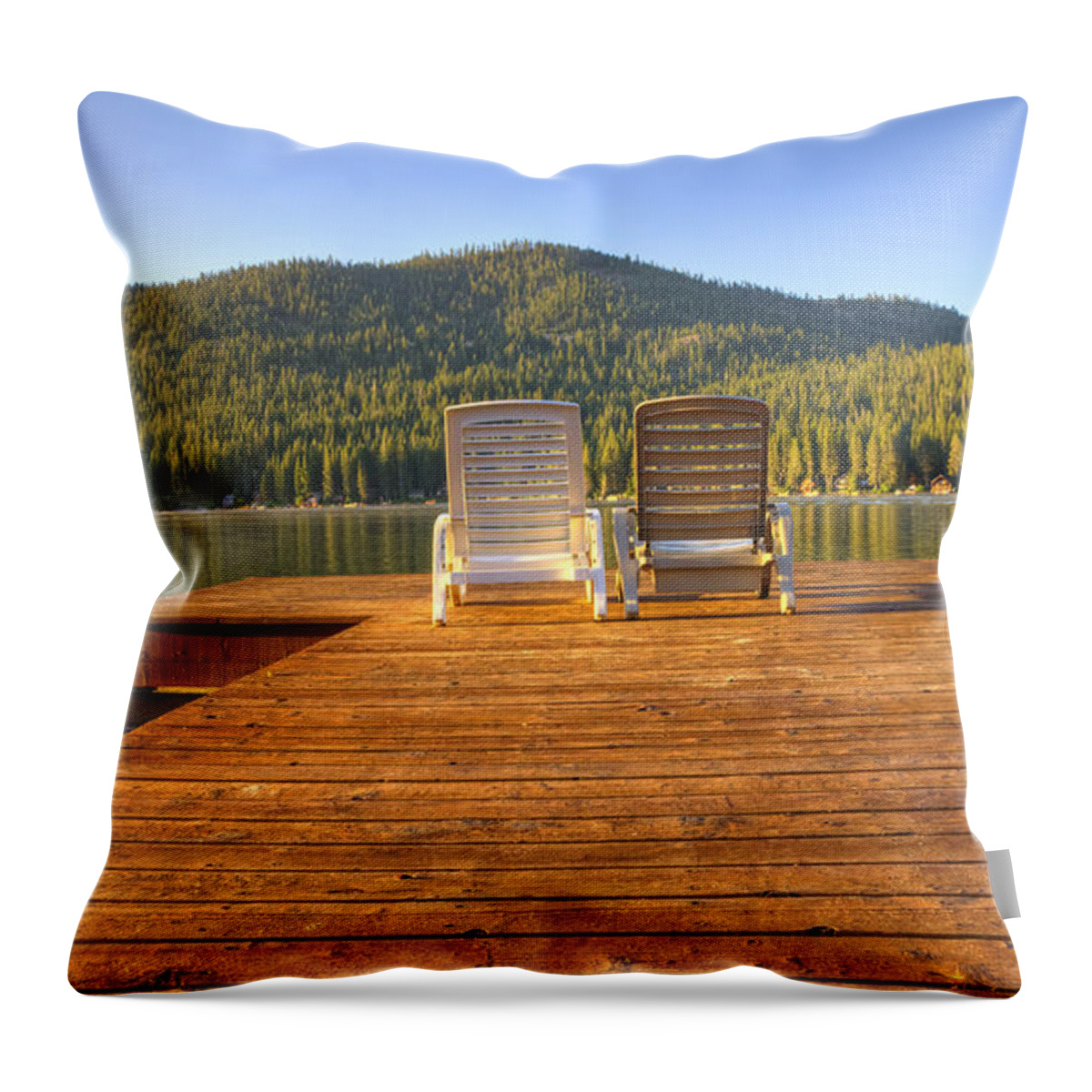 Donner Lake Throw Pillow featuring the photograph Seating for Two by Janet Kopper