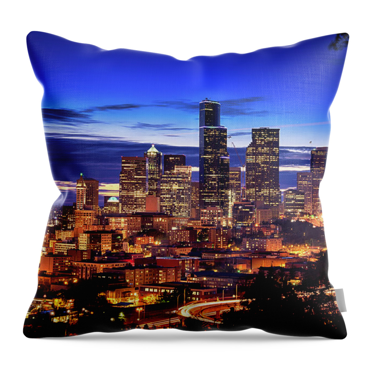 Seattle Throw Pillow featuring the photograph Seattle Blue by Raf Winterpacht