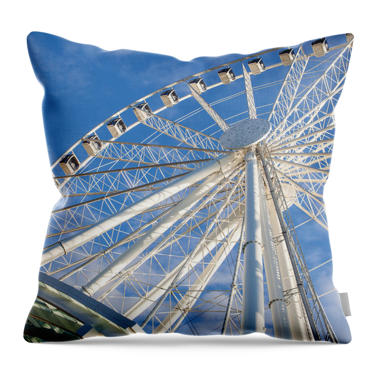 Seattle Throw Pillow featuring the photograph Seattle Ferris Wheel by Paul Bartoszek