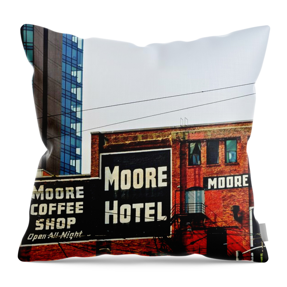  Throw Pillow featuring the photograph Seattle Moore Hotel by Brian Sereda