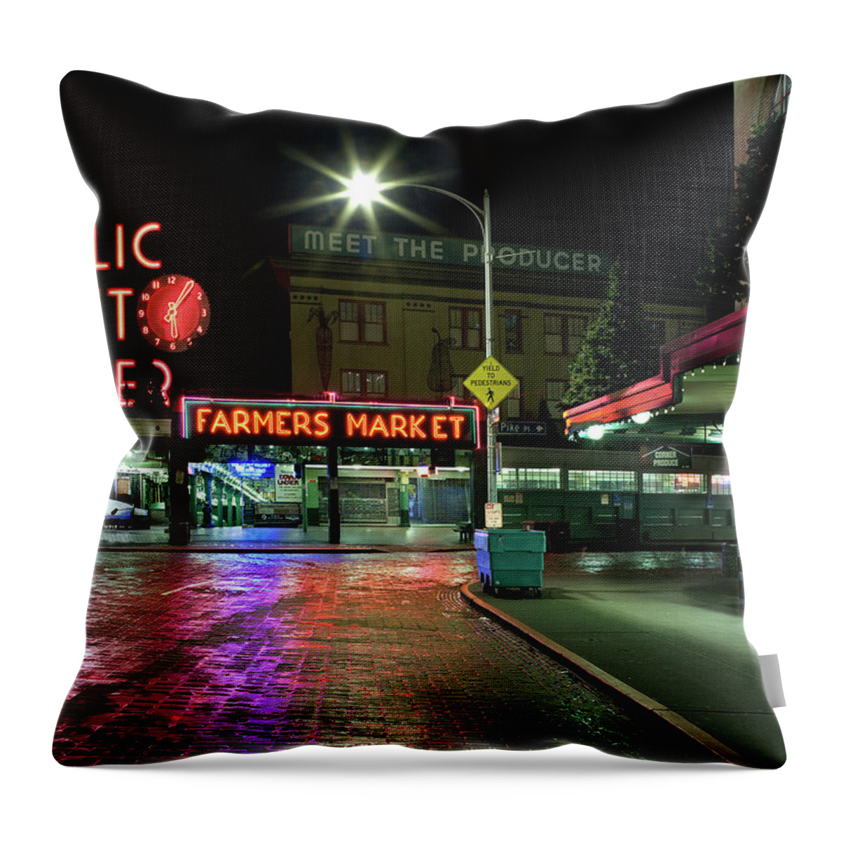 America Throw Pillow featuring the photograph Seattle Public Market 1 by Al Hurley