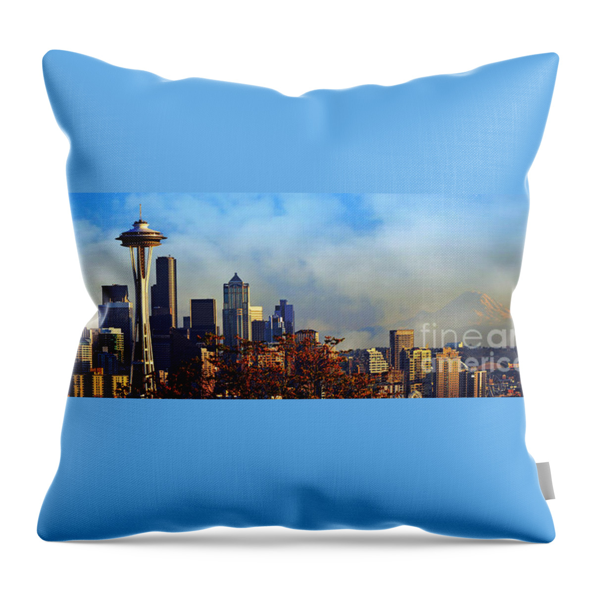 Seattle Throw Pillow featuring the photograph Seattle skyline by Frank Larkin