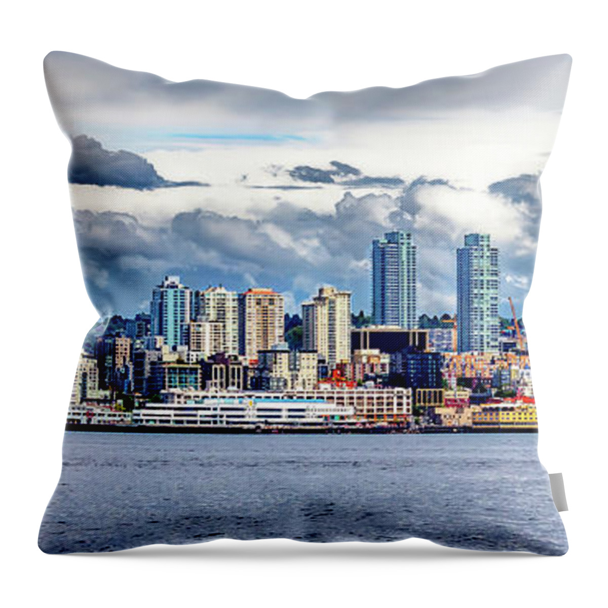 Seattle Throw Pillow featuring the photograph Seattle Skyline HDR by Rob Green
