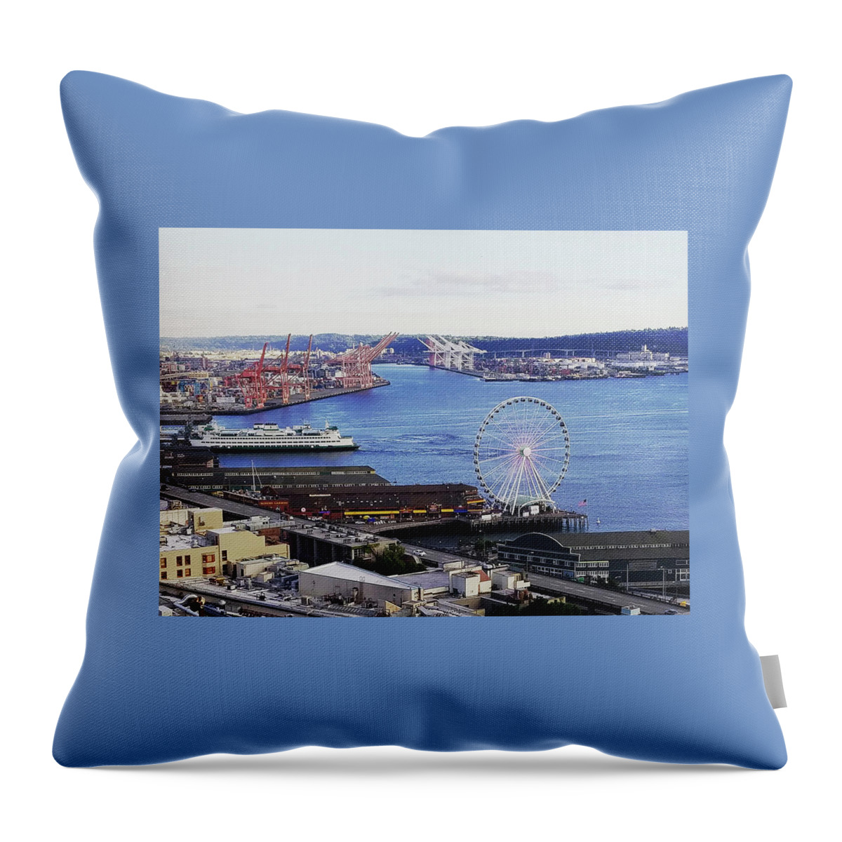 Seattle Throw Pillow featuring the photograph Seattle Waterfront by Michael Merry