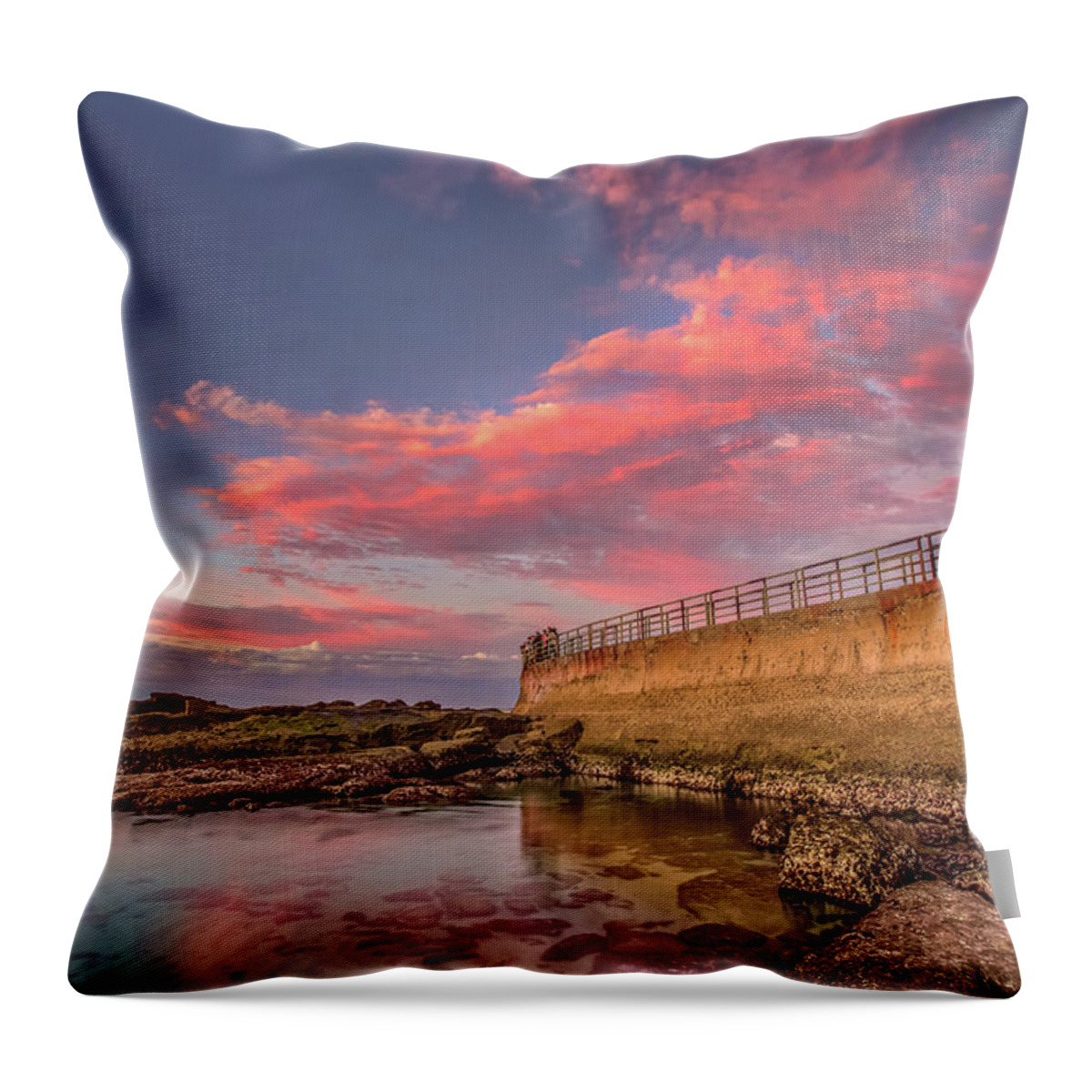 Beach Throw Pillow featuring the photograph Seawall by Peter Tellone