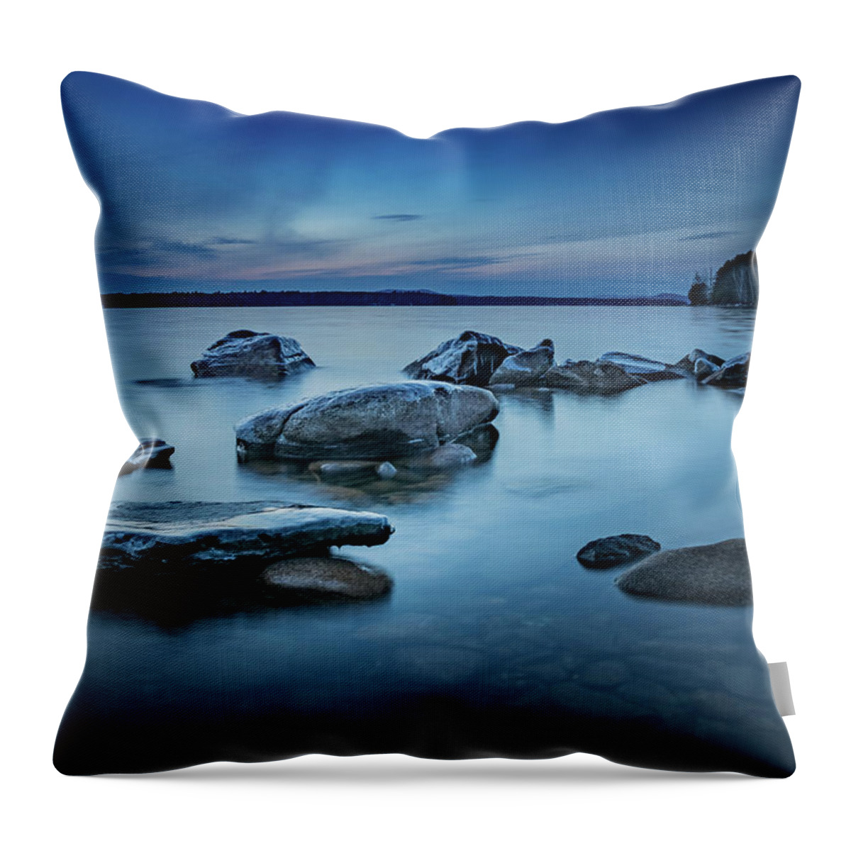 Maine Throw Pillow featuring the photograph Sebago Blue by Colin Chase