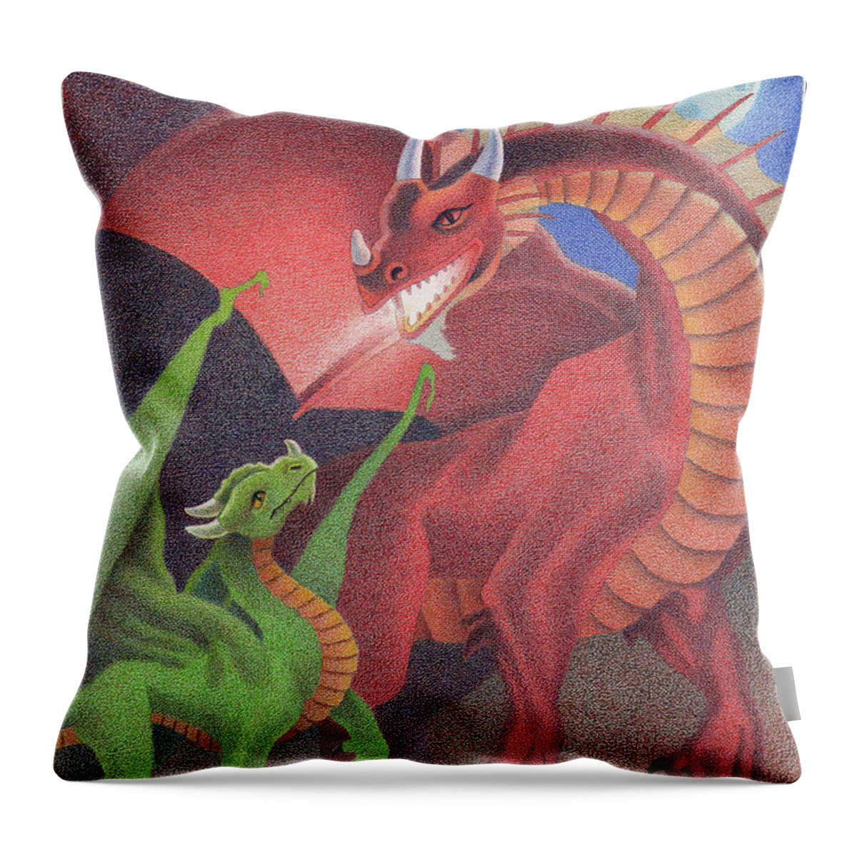 Flame Throw Pillow featuring the drawing Secrets of the Flame by Dan Miller
