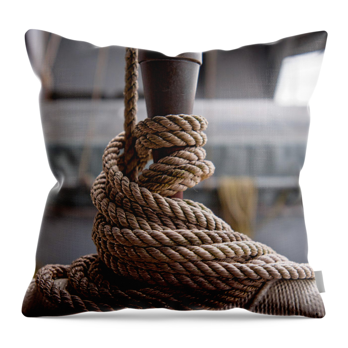 Uss Wisconsin Throw Pillow featuring the photograph Secured Coils by Christopher Holmes