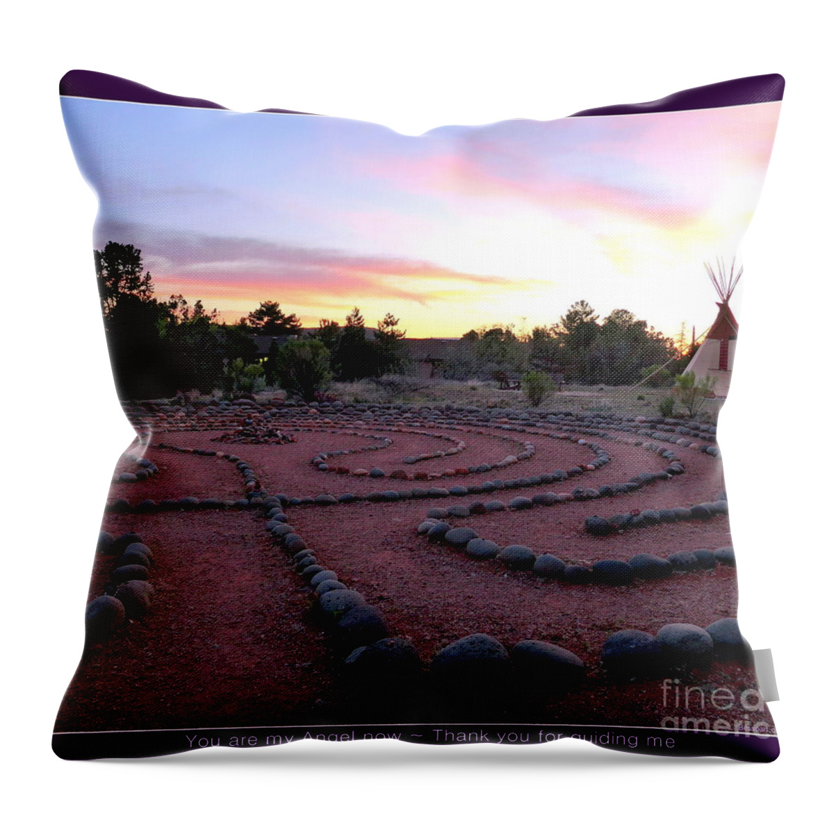 Sedona Throw Pillow featuring the photograph Sedona Labyrinth Sunset by Mars Besso