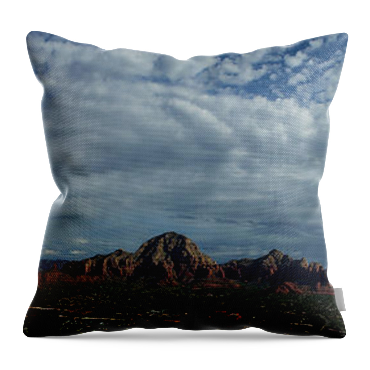 Sedona Throw Pillow featuring the photograph Sedona Panorama 1-Signed-16x57 by J L Woody Wooden