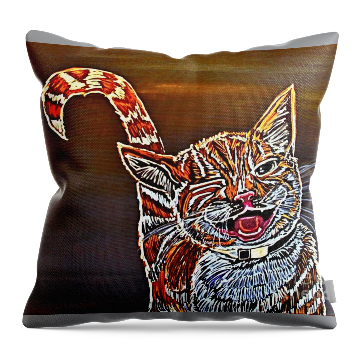 Face Masks Throw Pillow featuring the painting See Food tonight Part One by Barbara Donovan
