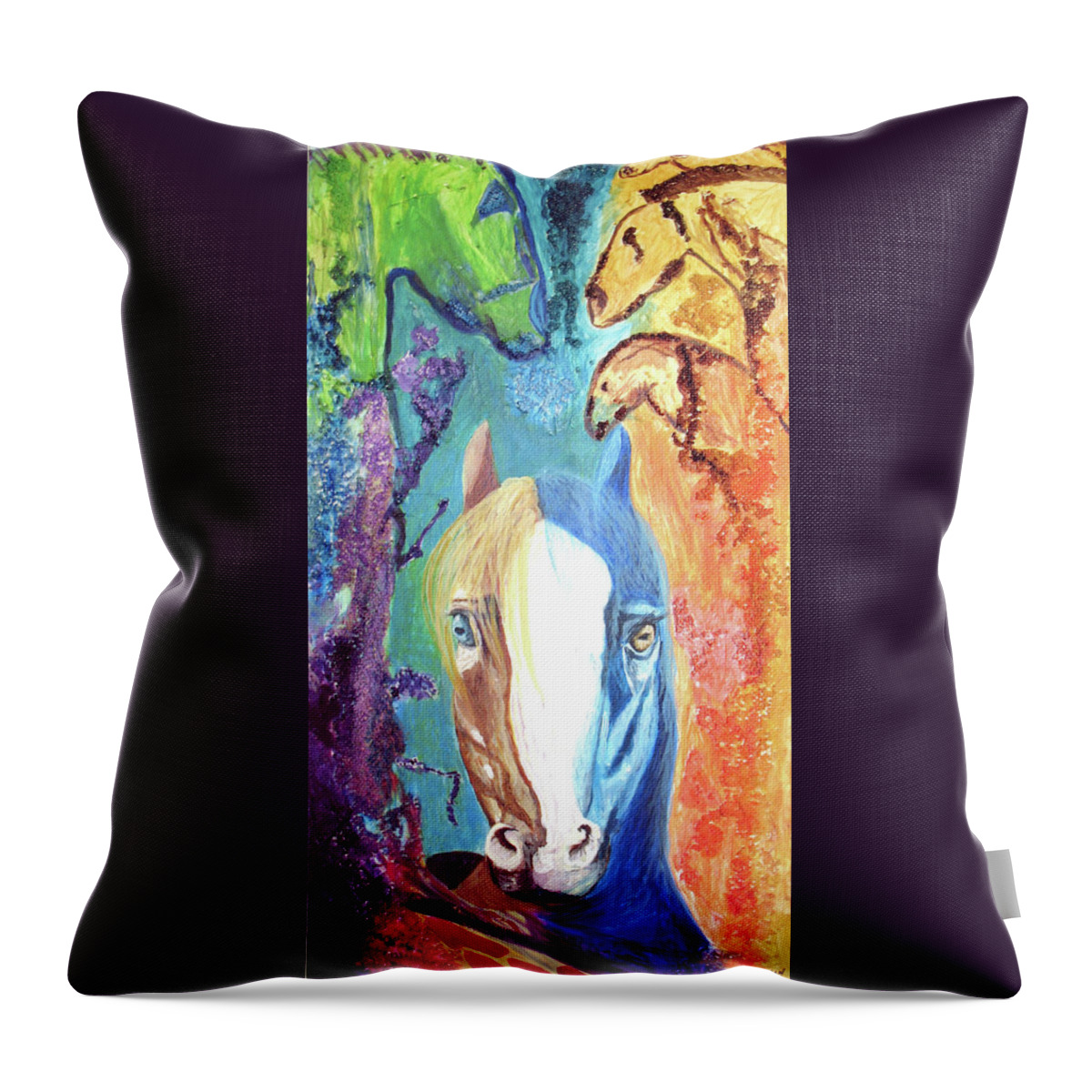 Endangered Species Throw Pillow featuring the painting See Horses by Toni Willey