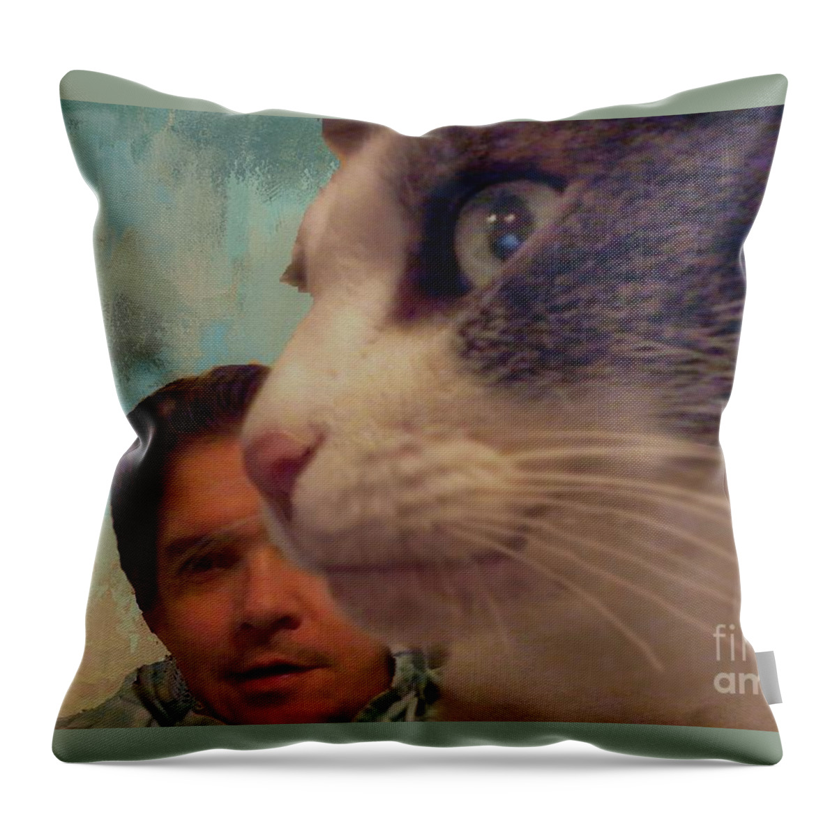 Cat Throw Pillow featuring the digital art Seeing Eye to Eye by Janette Boyd
