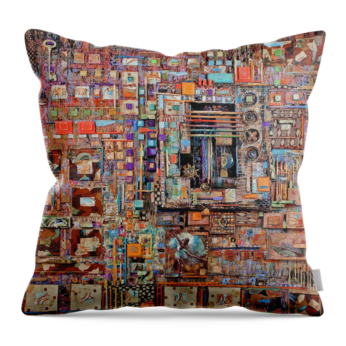 Abstract Throw Pillow featuring the mixed media Seeking by Marjorie Sarnat