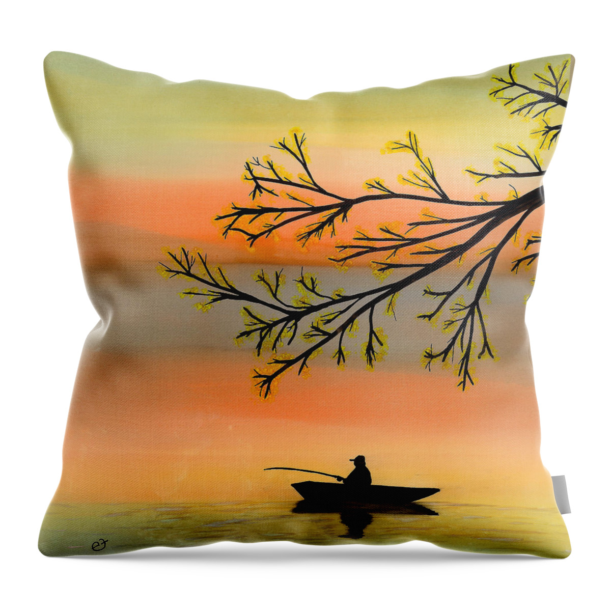 Fisherman Throw Pillow featuring the painting Seeking Solitude by Eli Tynan