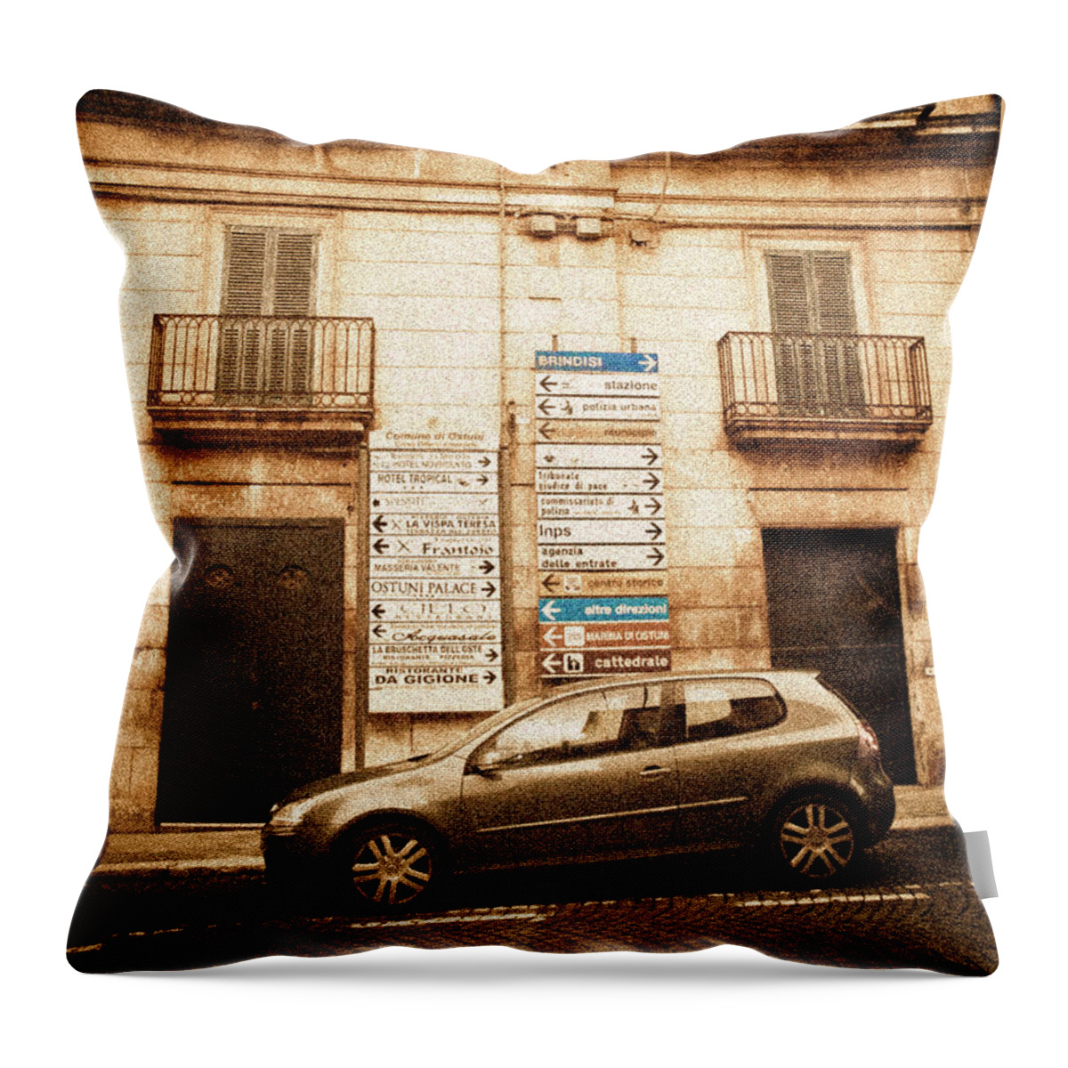 Architecture Throw Pillow featuring the photograph Segnali Stradali by Steven Myers