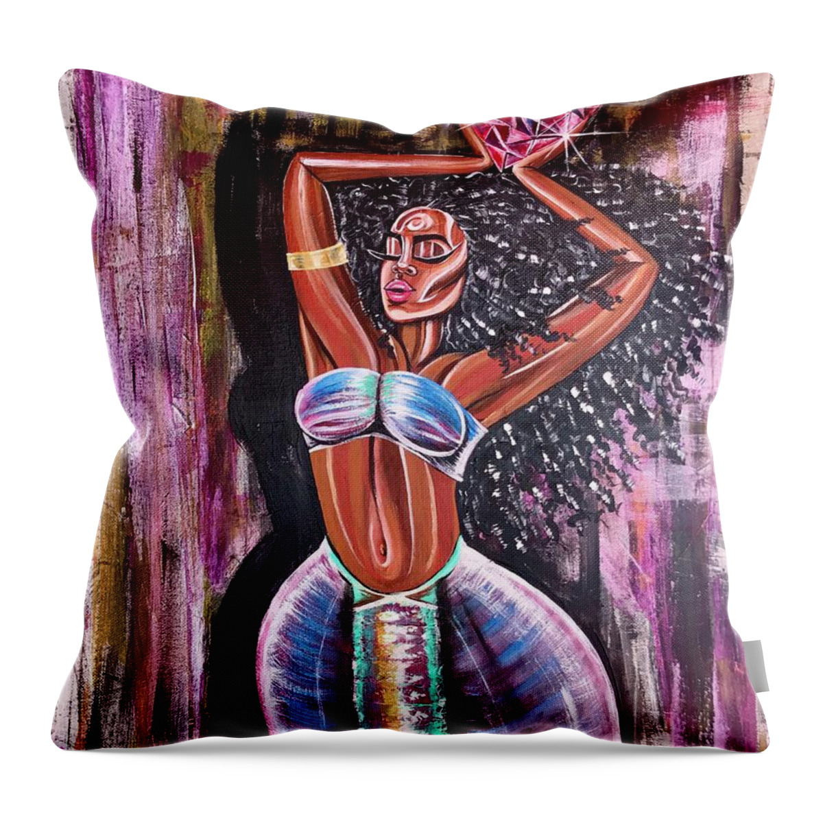 Lion Throw Pillow featuring the painting Self Made Royalty by Artist RiA