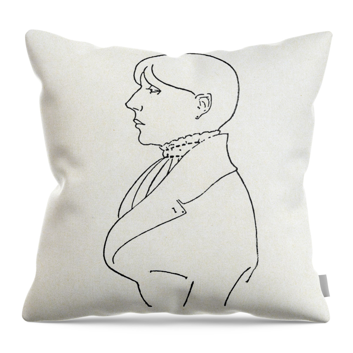 Aubrey Beardsley Throw Pillow featuring the drawing Self Portrait by Aubrey Beardsley