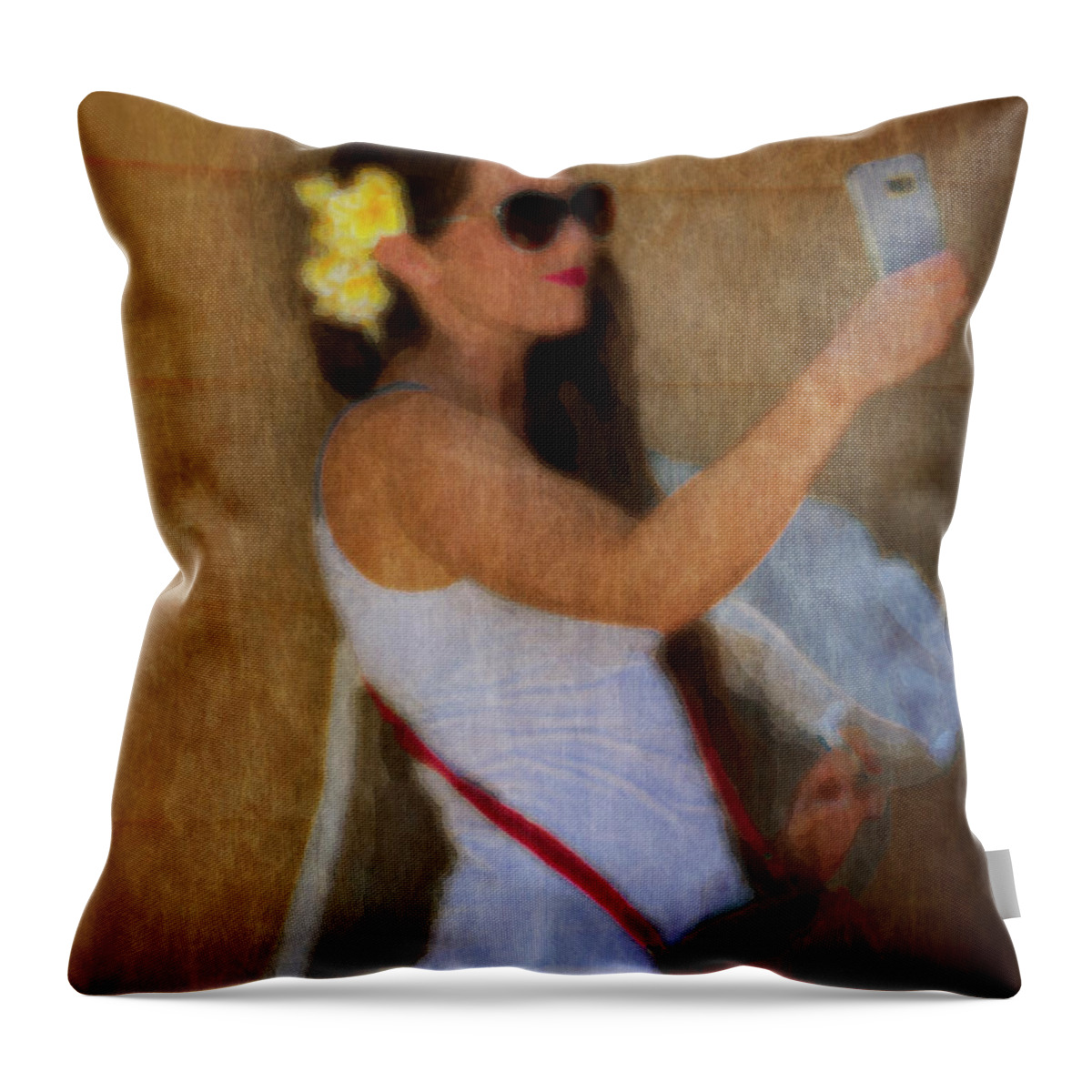 Camera Throw Pillow featuring the photograph Selfie by Bob Zuber