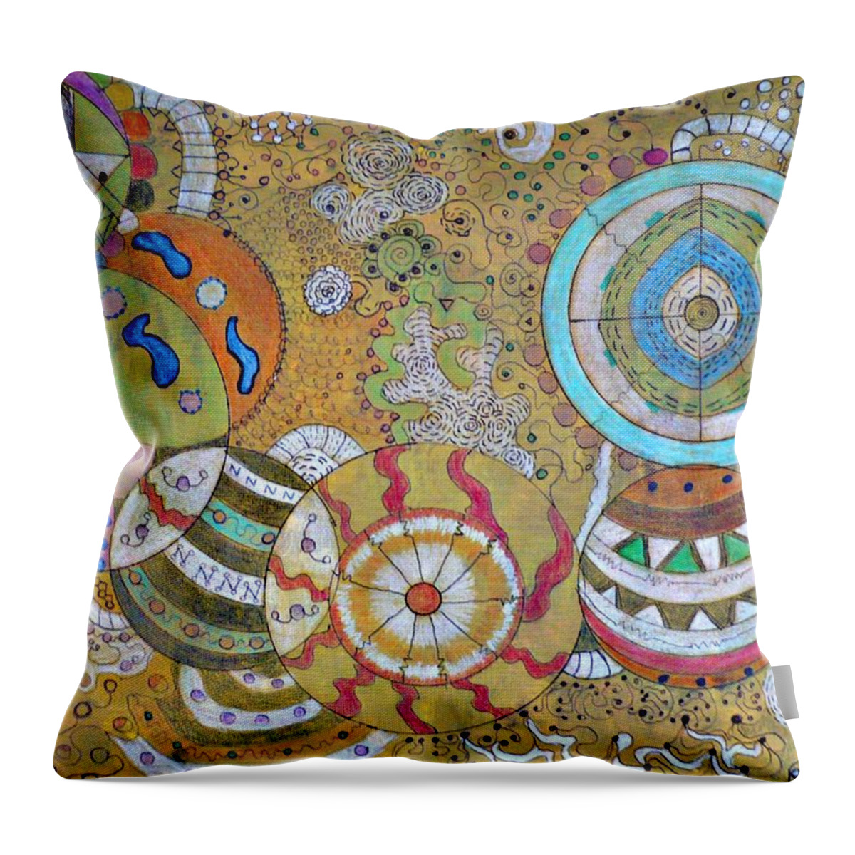 Abstract Throw Pillow featuring the painting Selfie by 'REA' Gallery