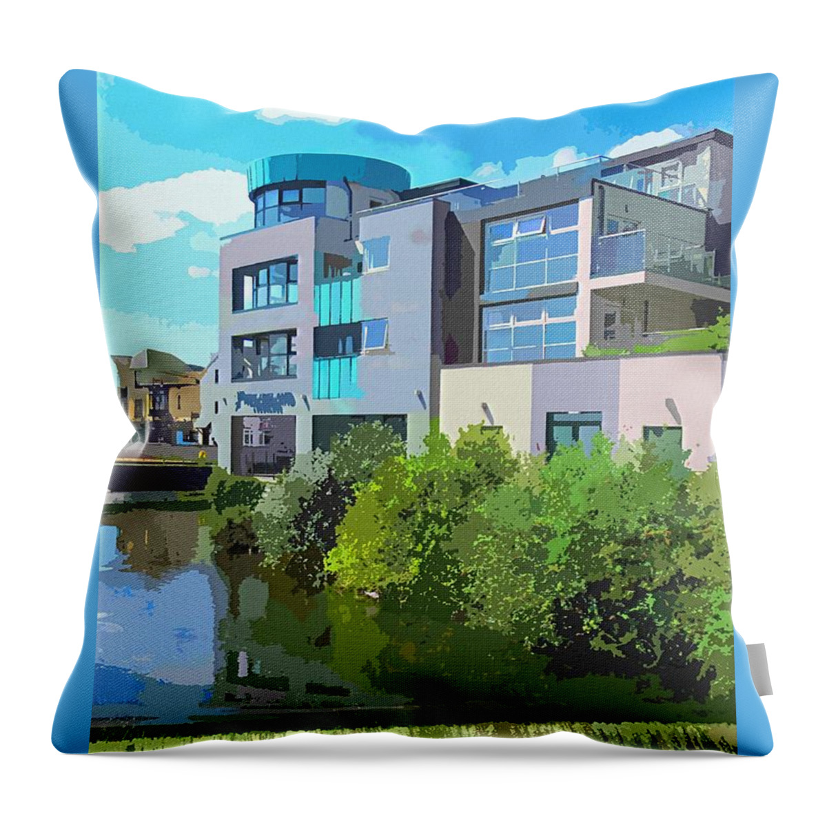 Wall Art Throw Pillow featuring the painting Semi abstract wall art print of galway ireland for you by Mary Cahalan Lee - aka PIXI