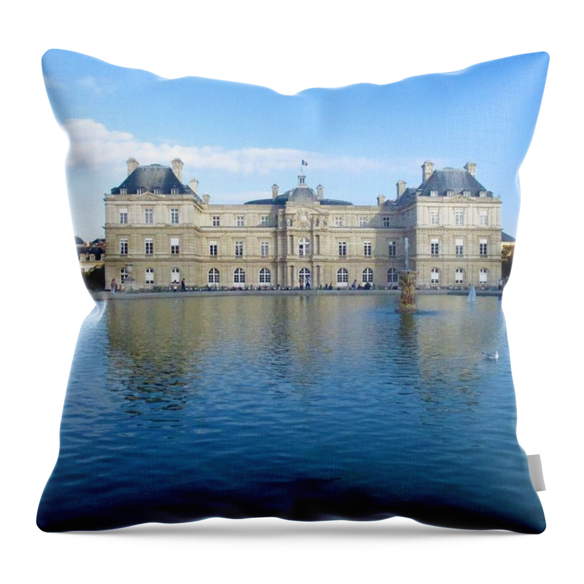 Jardin Du Luxembourg Throw Pillow featuring the photograph Senat from Jardin du Luxembourg by Christopher J Kirby