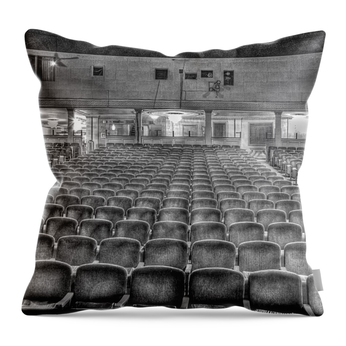  Throw Pillow featuring the photograph Senate Theatre Seating Detroit MI by Nicholas Grunas