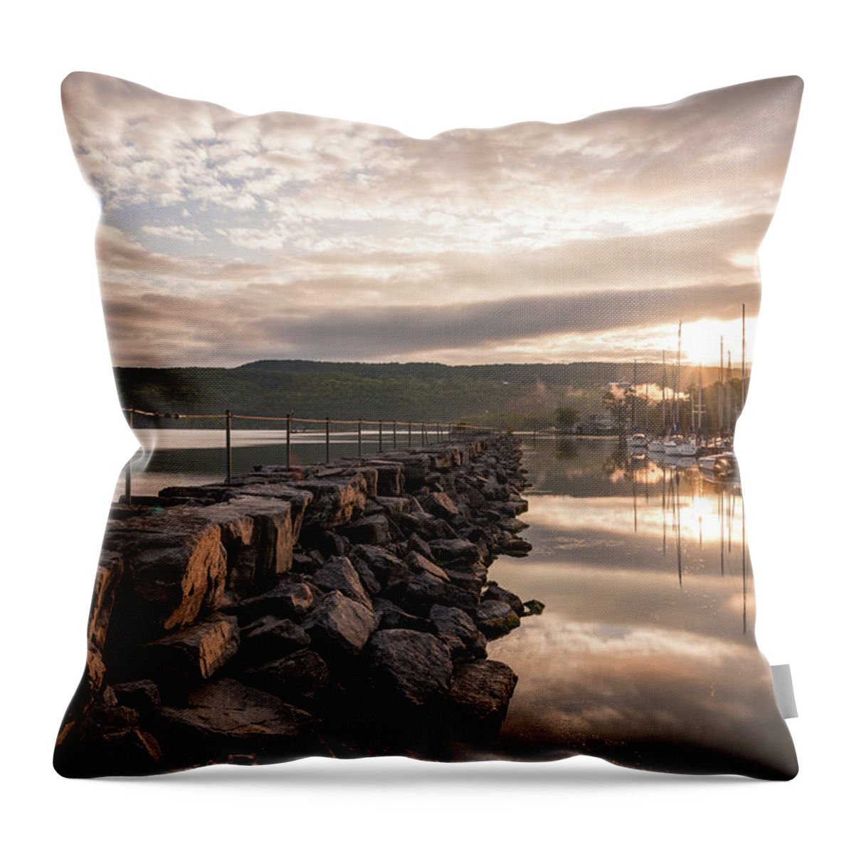 Seneca Lake Throw Pillow featuring the photograph Seneca Mirror by Kristopher Schoenleber