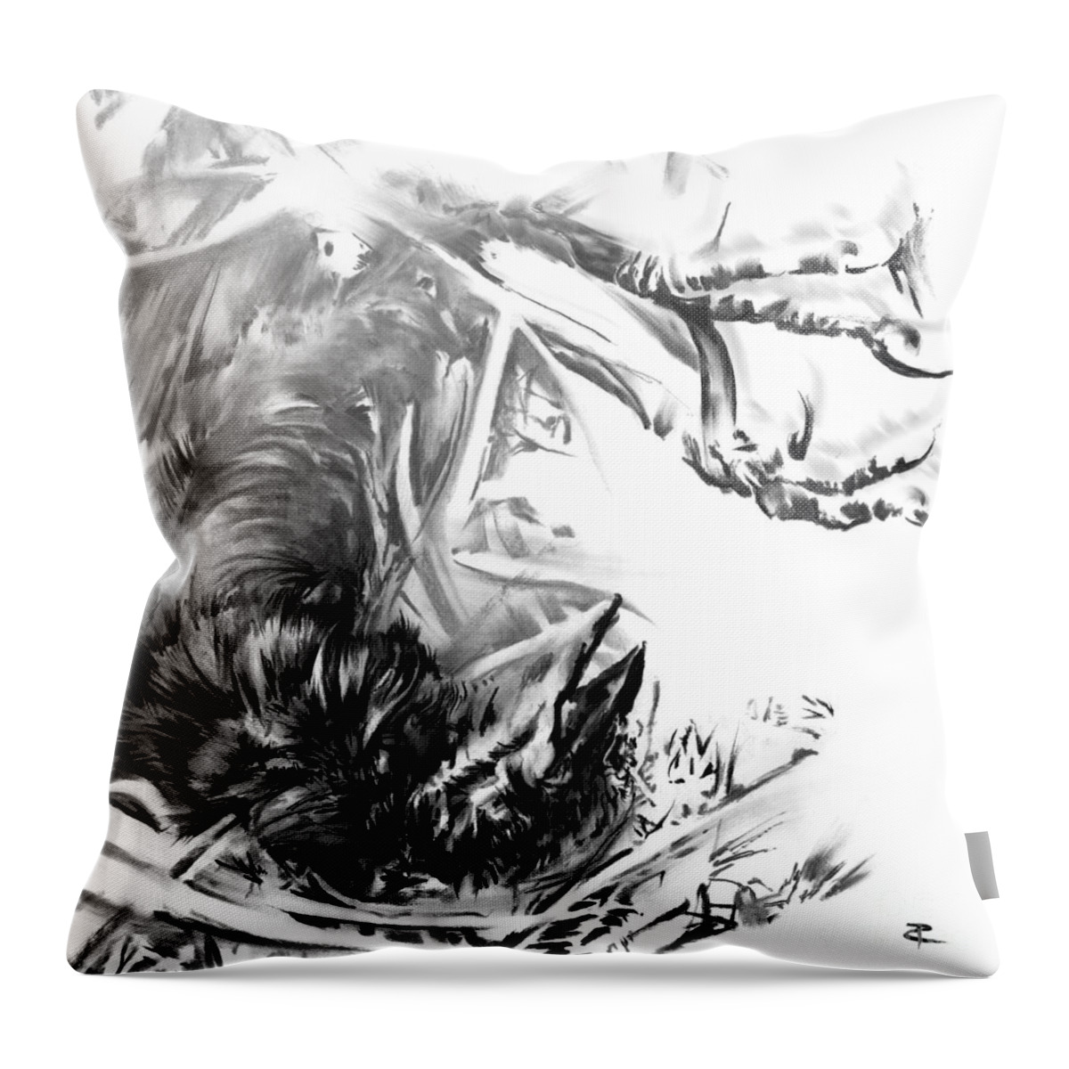 Figurative Throw Pillow featuring the drawing Senescence 6 by Paul Davenport