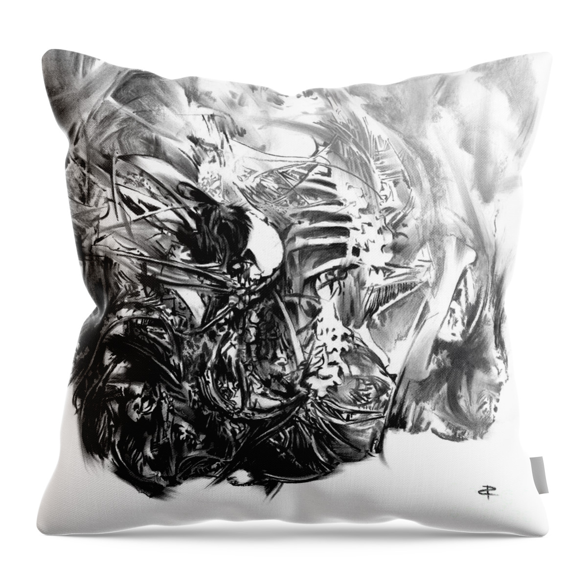 Figurative Throw Pillow featuring the drawing Senescence 7 by Paul Davenport