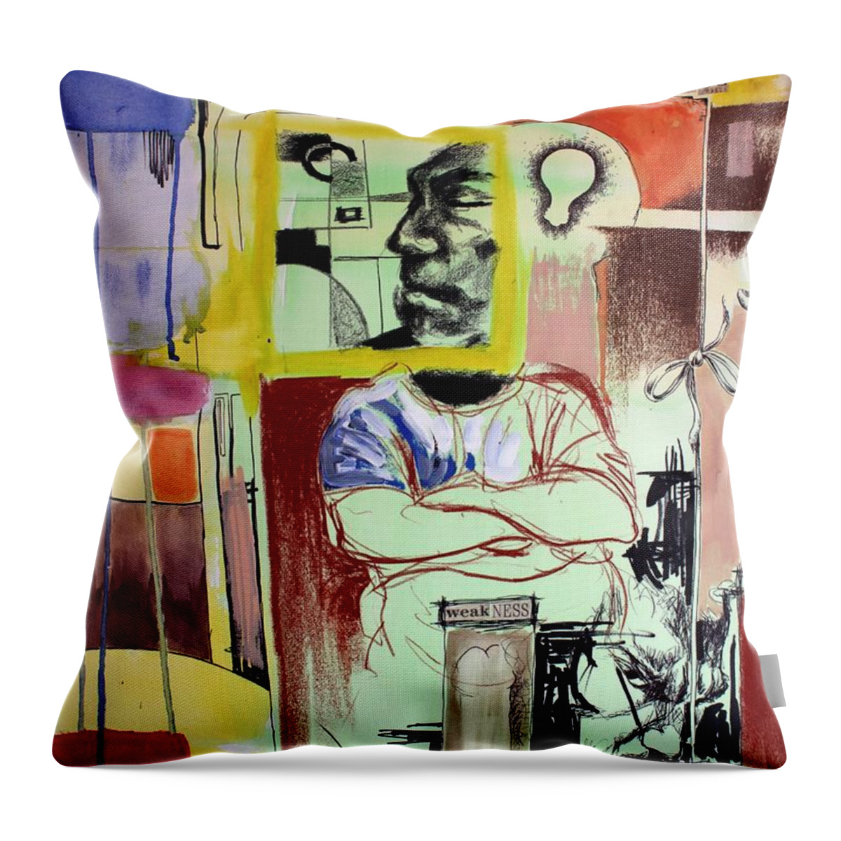Expressive Throw Pillow featuring the mixed media Sentientation by Aort Reed