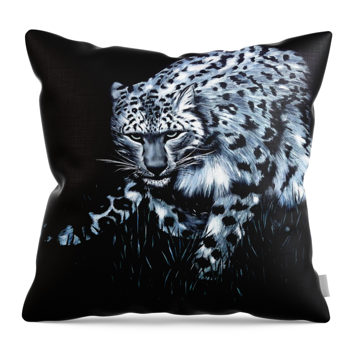 Cat Throw Pillow featuring the painting Sentinel of the Night by Neslihan Ergul Colley