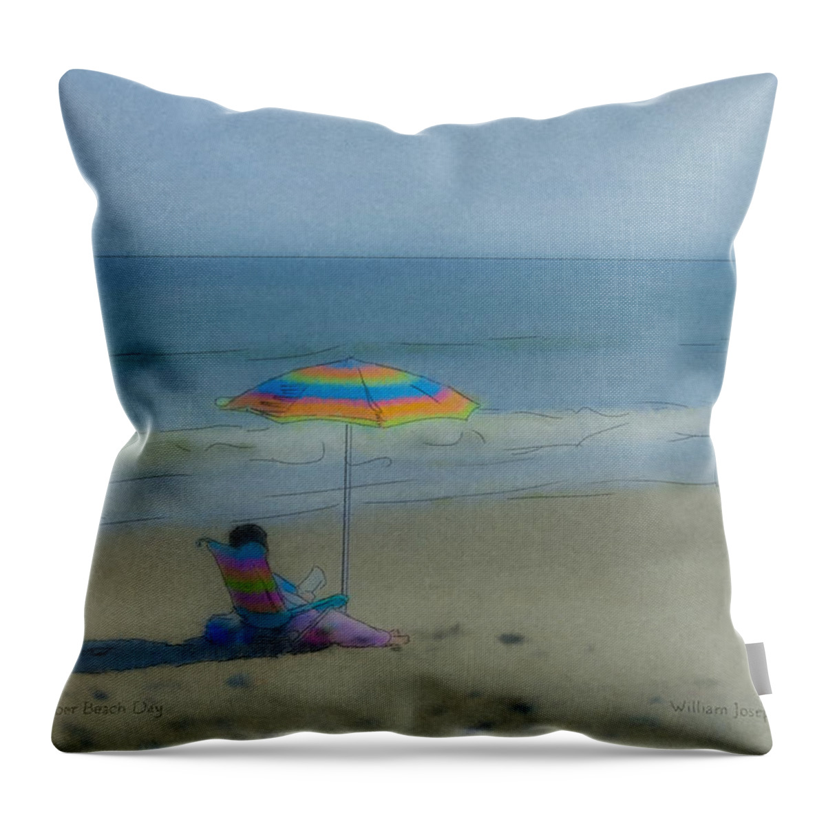 Beach Throw Pillow featuring the painting September Beach Reader by Bill McEntee