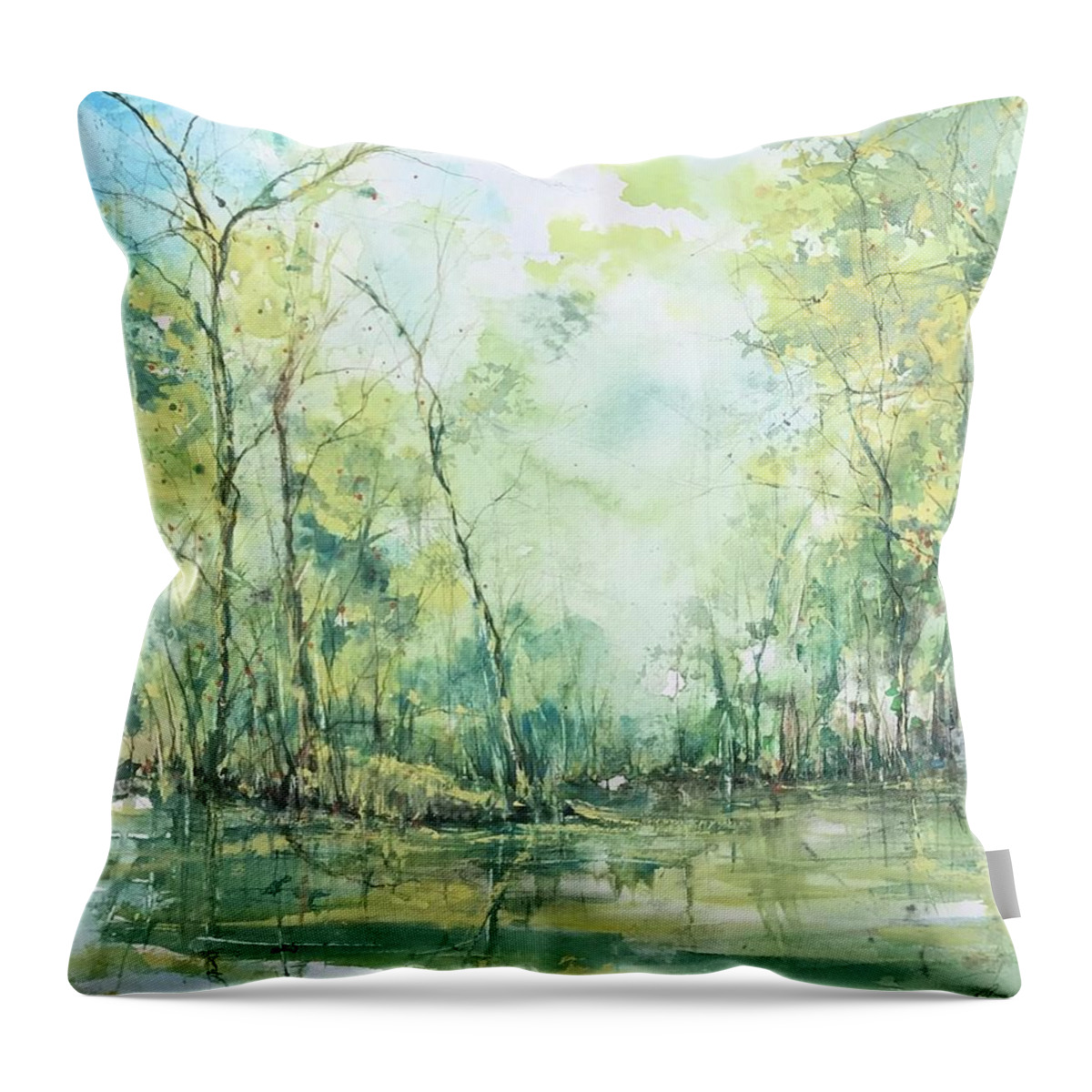 September Throw Pillow featuring the painting September Silence by Robin Miller-Bookhout
