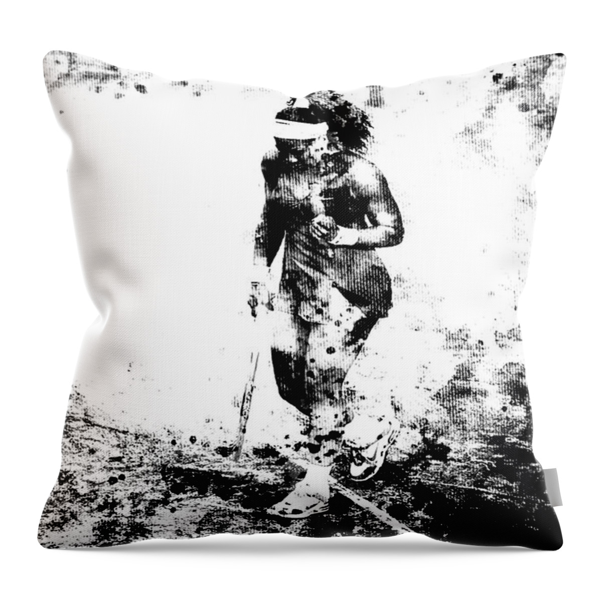 Serena Williams Throw Pillow featuring the painting Serena Williams Dont Quit by Brian Reaves