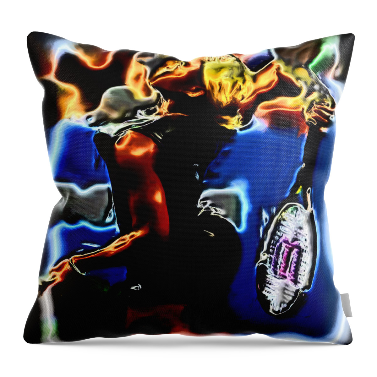 Serena Williams Throw Pillow featuring the painting Serena Williams Thermal Catsuit by Brian Reaves