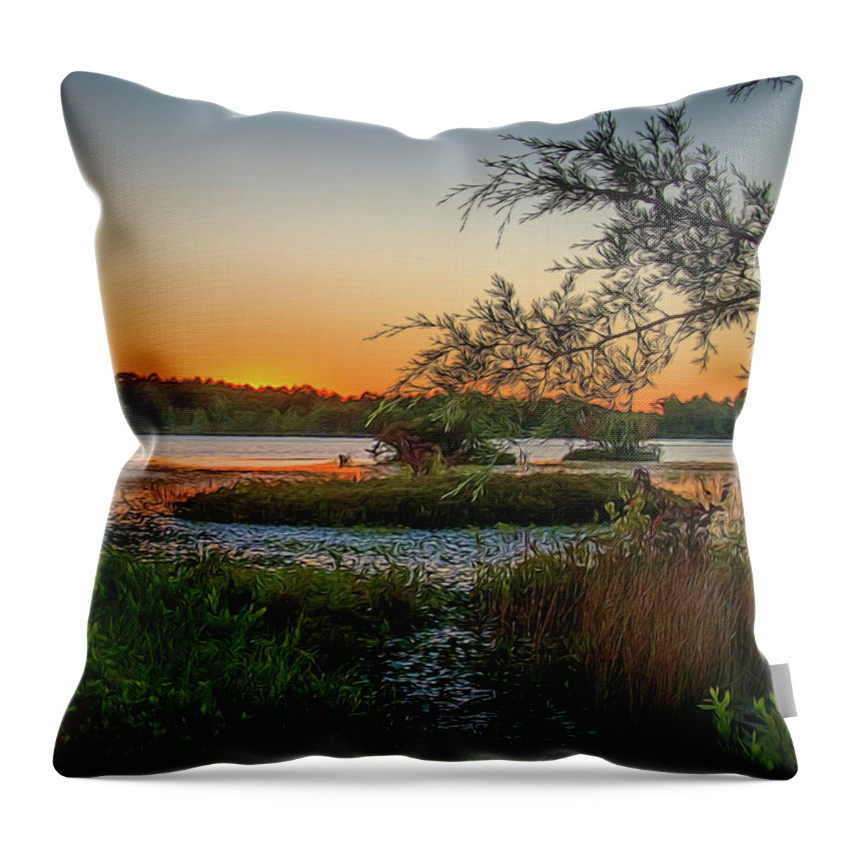 Sunset Throw Pillow featuring the photograph Serene Sunset by Beth Venner