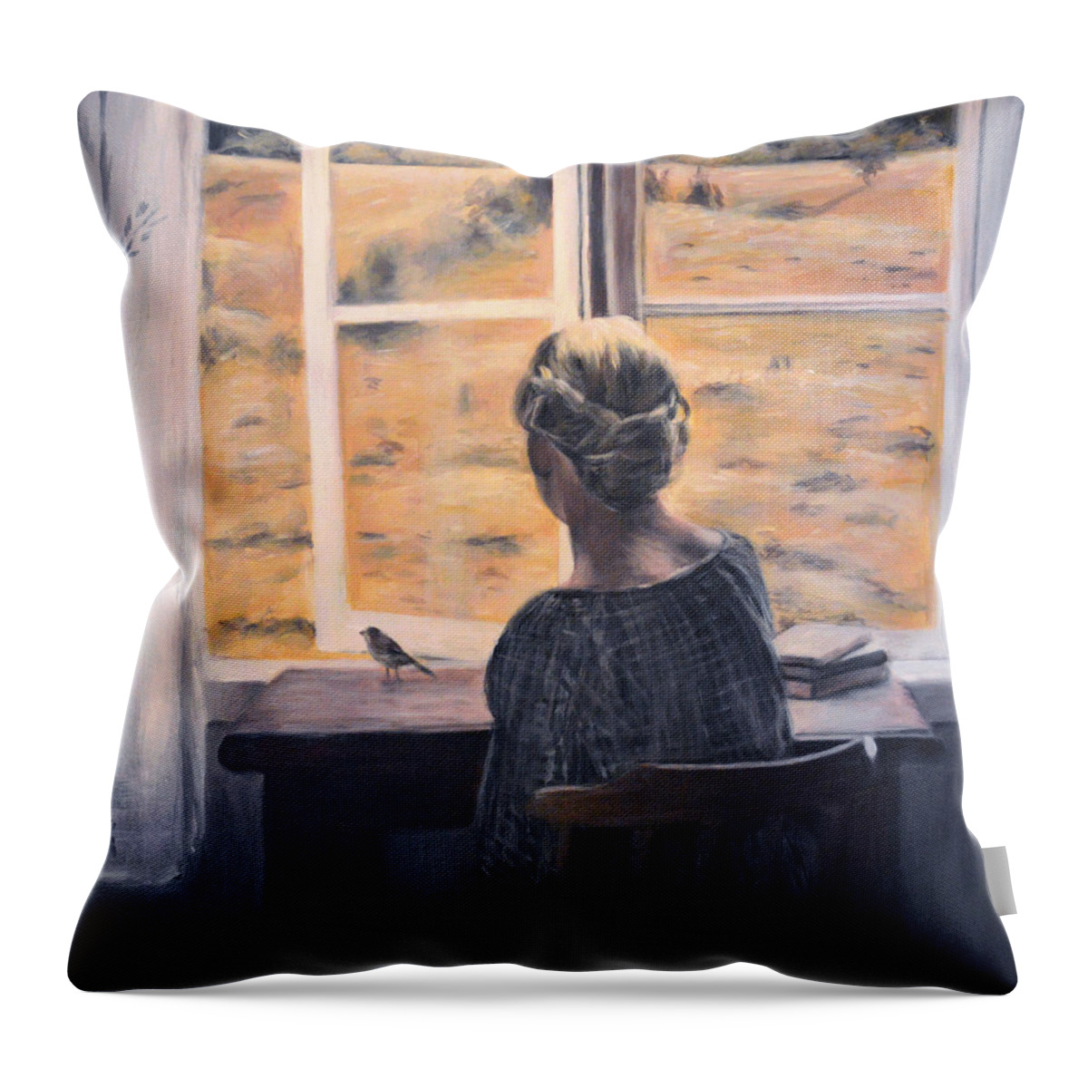 Woman Throw Pillow featuring the painting Serenita by Escha Van den bogerd
