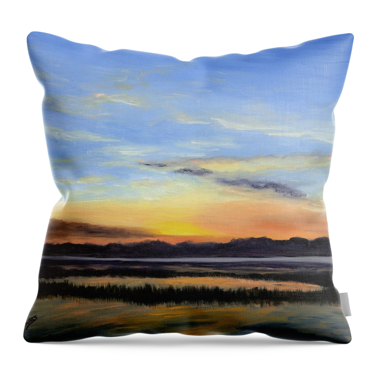 Marsh Paintings Throw Pillow featuring the painting Serenity by Deborah Butts