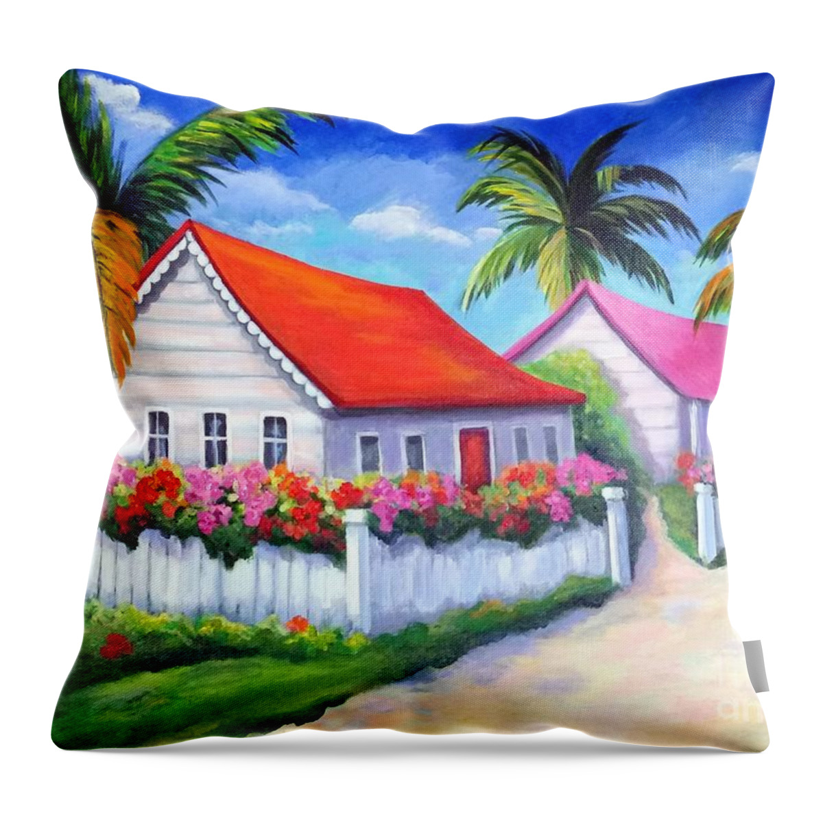 Landscape Throw Pillow featuring the painting Serenity in Paradise by Rosie Sherman
