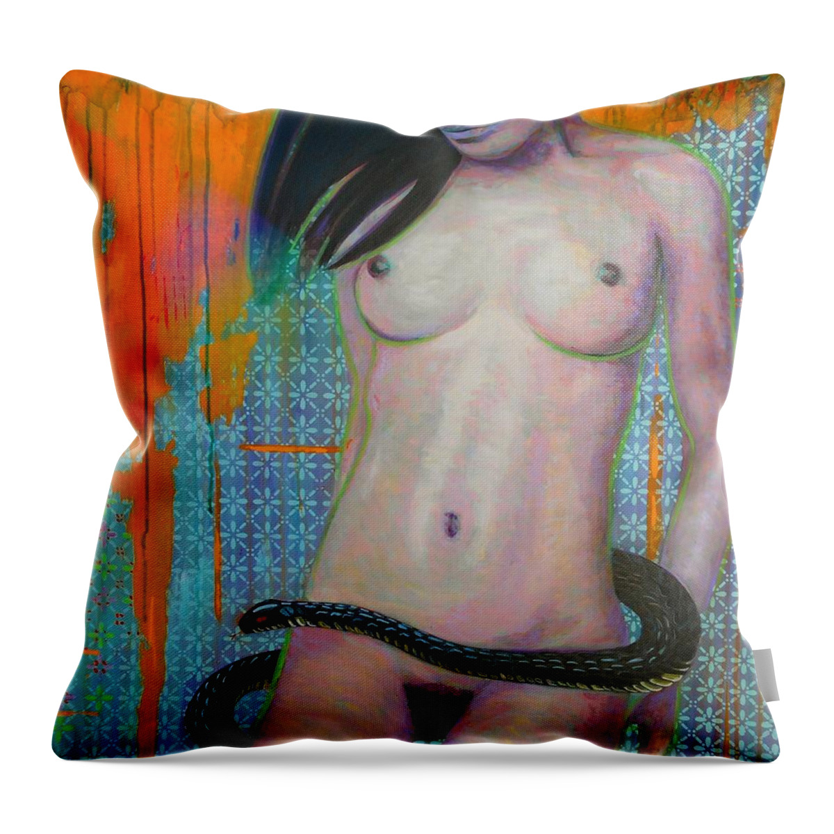 Painting Throw Pillow featuring the painting Serpentine by Angie Wright