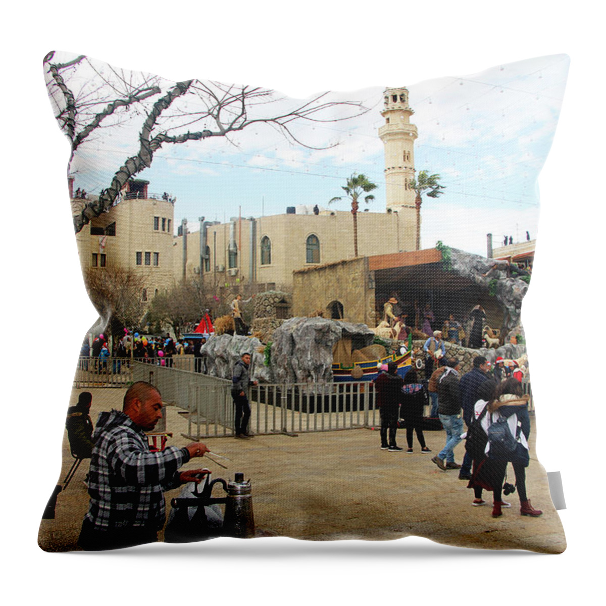 Bethlehem Throw Pillow featuring the photograph Serving Hot Beverage by Munir Alawi