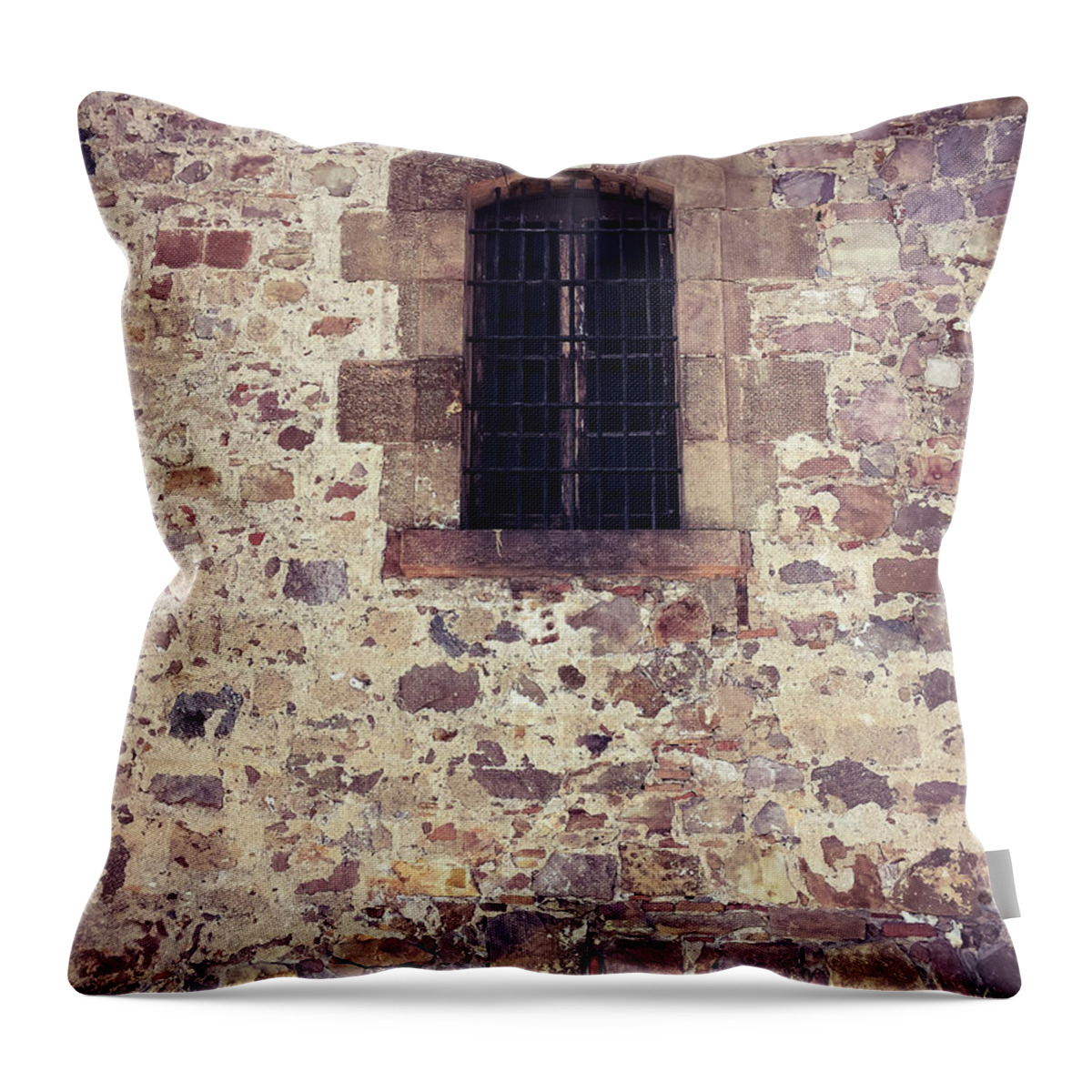 Ancient Window Throw Pillow featuring the photograph Set in Stone by Colleen Kammerer