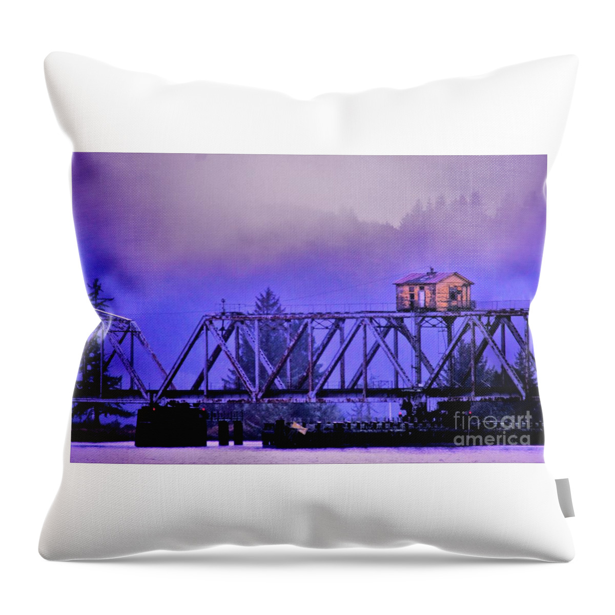 Railroad Bridge Throw Pillow featuring the photograph Setting High Above by Merle Grenz