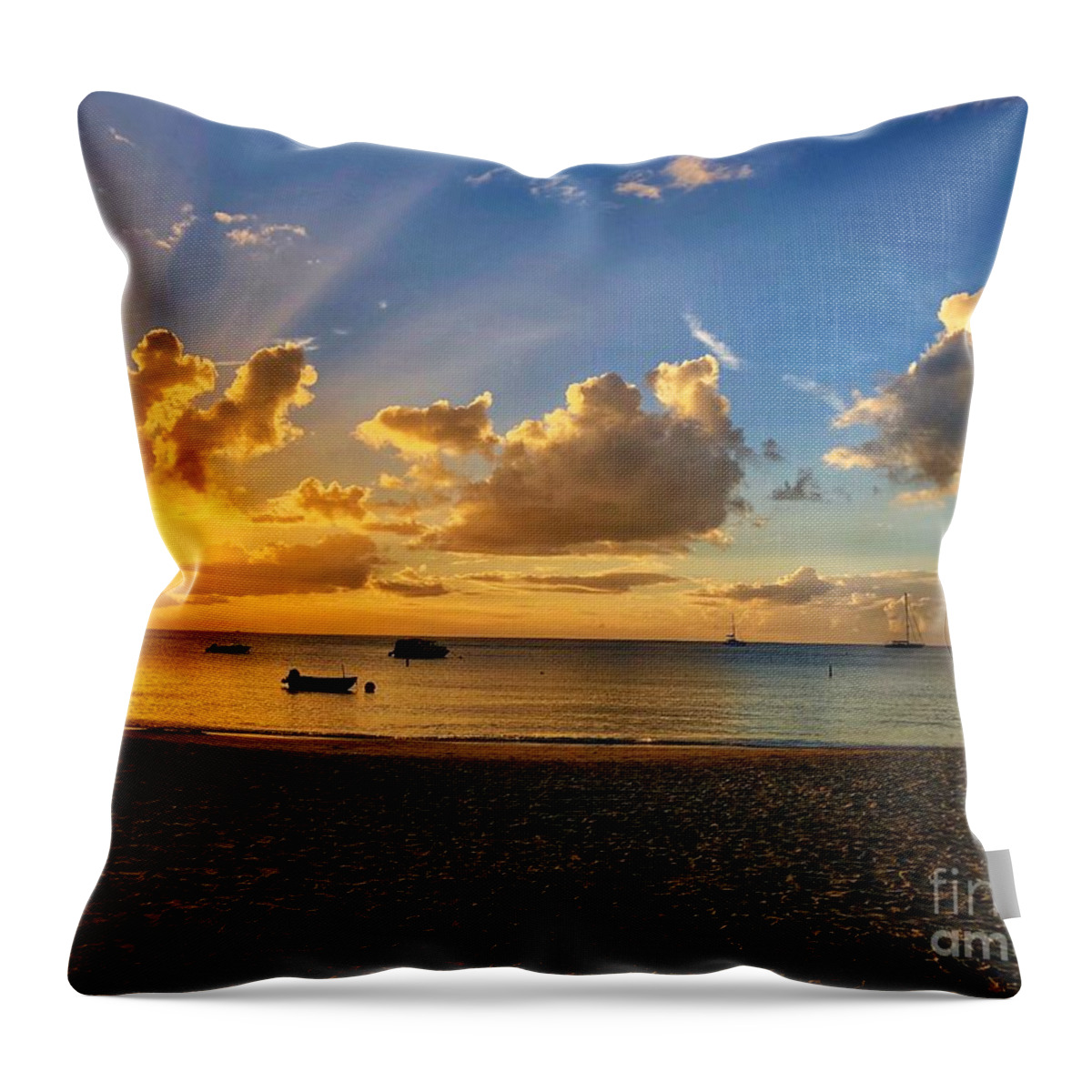 Sunset Throw Pillow featuring the photograph Setting Sun by Laura Forde