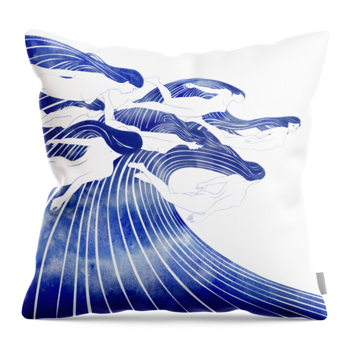 Beauty Throw Pillow featuring the mixed media Seven Nereids by Stevyn Llewellyn
