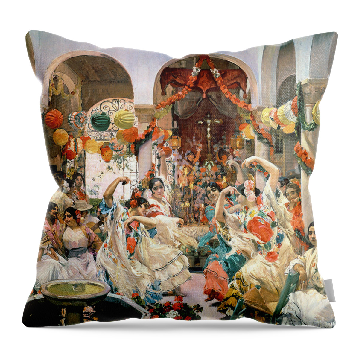 Seville Throw Pillow featuring the painting Seville by Joaquin Sorolla y Bastida