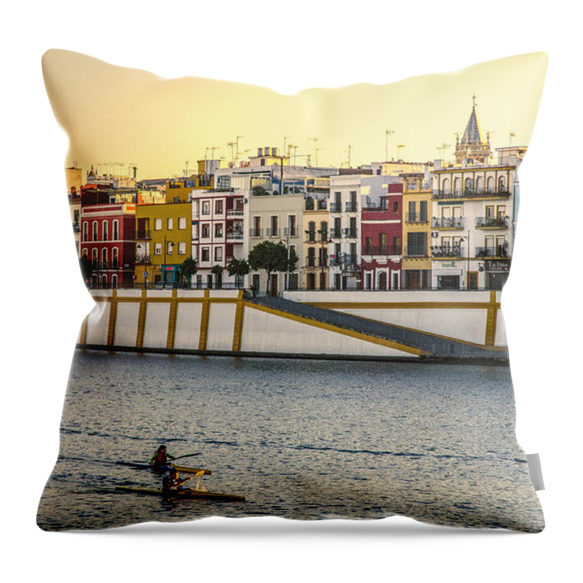 River Throw Pillow featuring the photograph Seville - Sunset in Calle Betis by AM FineArtPrints