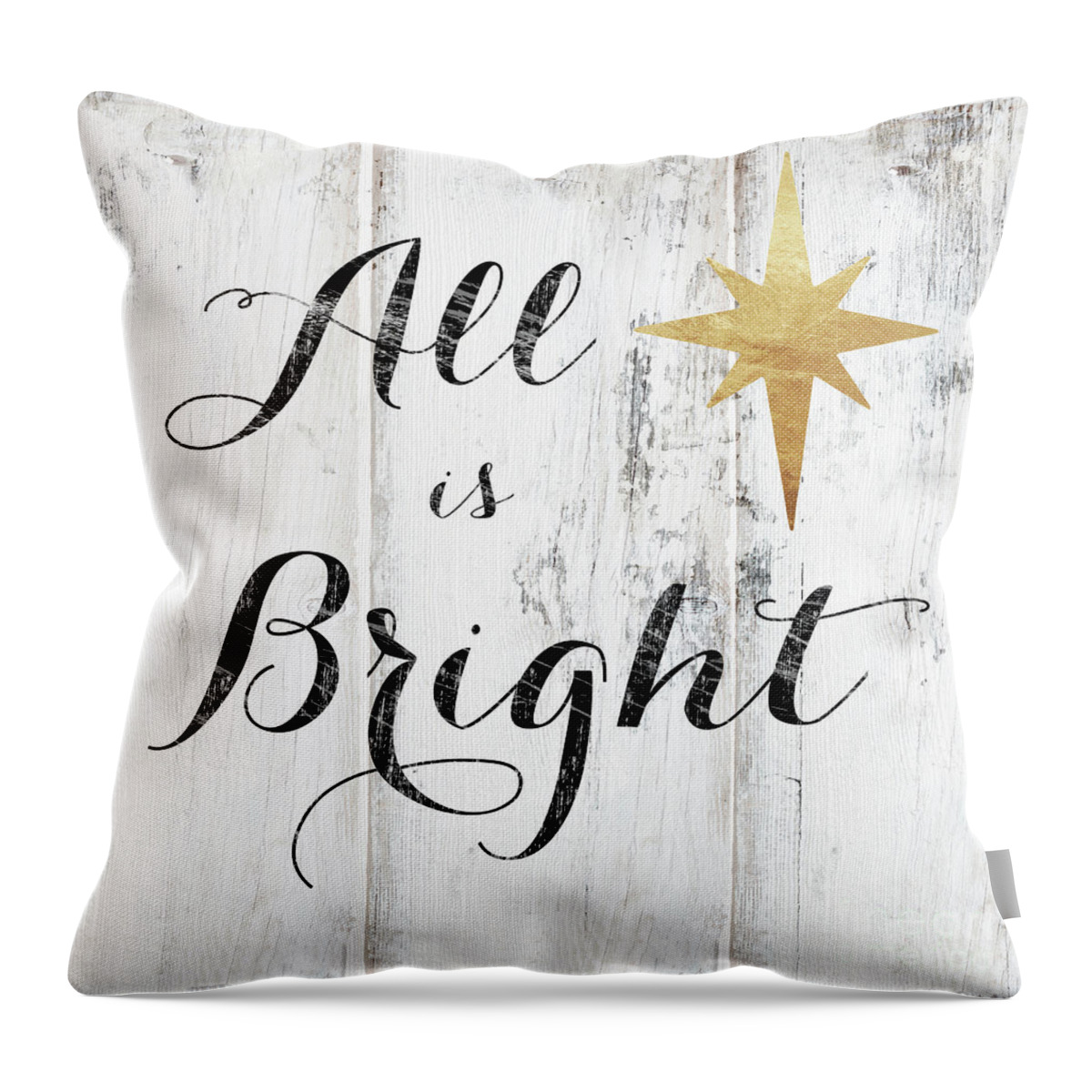 #faaAdWordsBest Throw Pillow featuring the painting Shabby Cottage Christmas Sign by Mindy Sommers